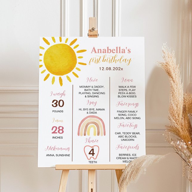 Groovy Sunshine Rainbow Birthday Milestone Poster (Skapare uppladdad)