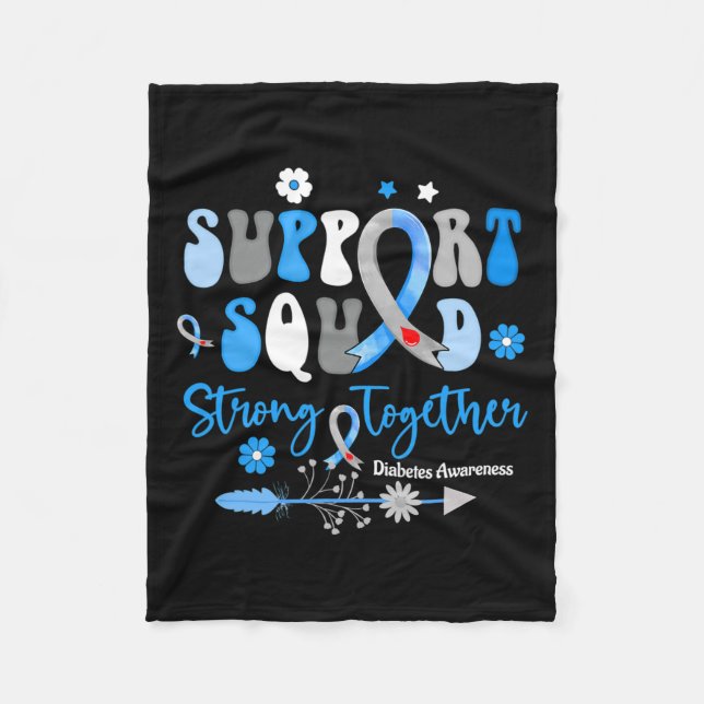 Groovy Support Squad Band T1d Diabetes Medvetenhet Fleecefilt (Framsidan)