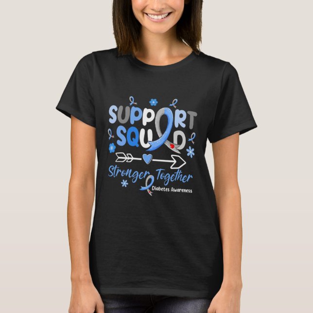 Groovy Support Squad Blue Ribbon Diabetes Awarenes T Shirt (Framsida)