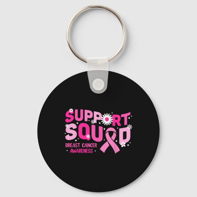 Groovy Support Squad Breast Cancer Awareness Rosa Nyckelring (Framsida)