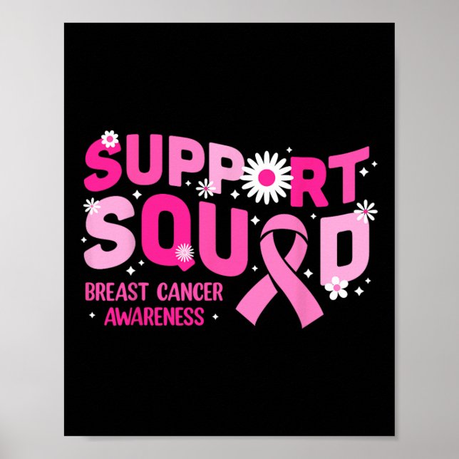 Groovy Support Squad Breast Cancer Awareness Rosa Poster (Framsidan)
