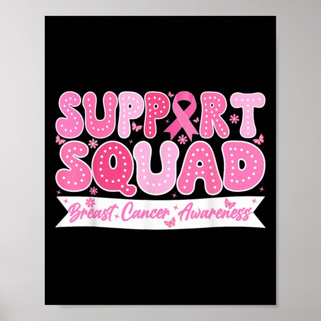 Groovy Support Squad Breast Cancer Awareness Rosa Poster (Framsidan)