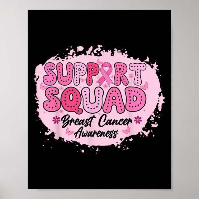 Groovy Support Squad Breast Cancer Awareness Rosa Poster (Framsidan)