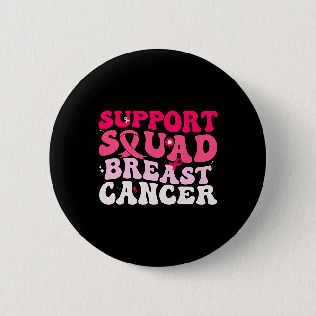 Groovy Support Squad Breast Cancer Awareness White Knapp (Framsida)