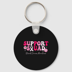 Groovy Support Squad Breast Cancer Awareness White Nyckelring