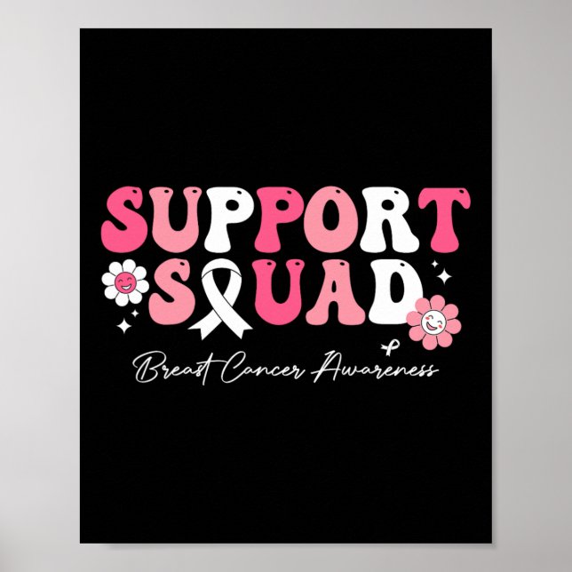 Groovy Support Squad Breast Cancer Awareness White Poster (Framsidan)