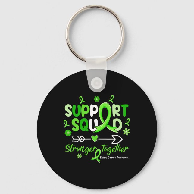 Groovy Support Squad Grönt Ribbon Kidney Disease A Nyckelring (Framsida)