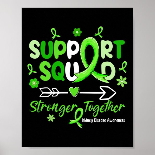 Groovy Support Squad Grönt Ribbon Kidney Disease A Poster (Framsidan)