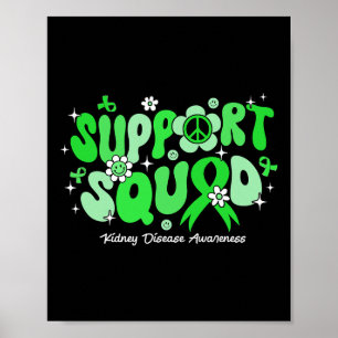 Groovy Support Squad Grönt Ribbon Kidney Disease A Poster