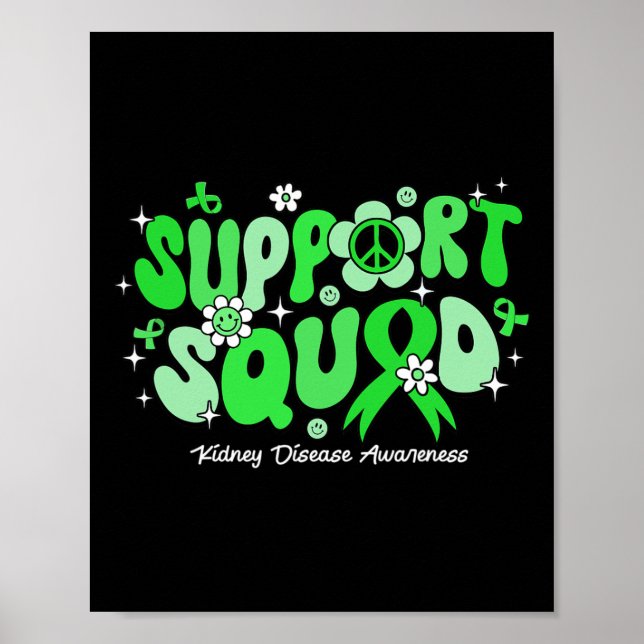 Groovy Support Squad Grönt Ribbon Kidney Disease A Poster (Framsidan)