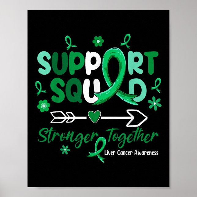 Groovy Support Squad Grönt Ribbon Liver Cancer Awa Poster (Framsidan)