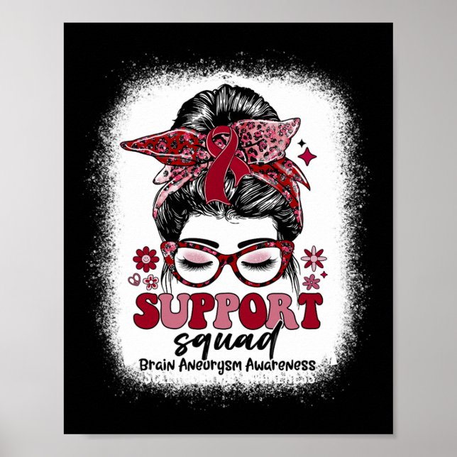 Groovy Support Squad Messy Bun Brain Aneurysm Poster (Framsidan)