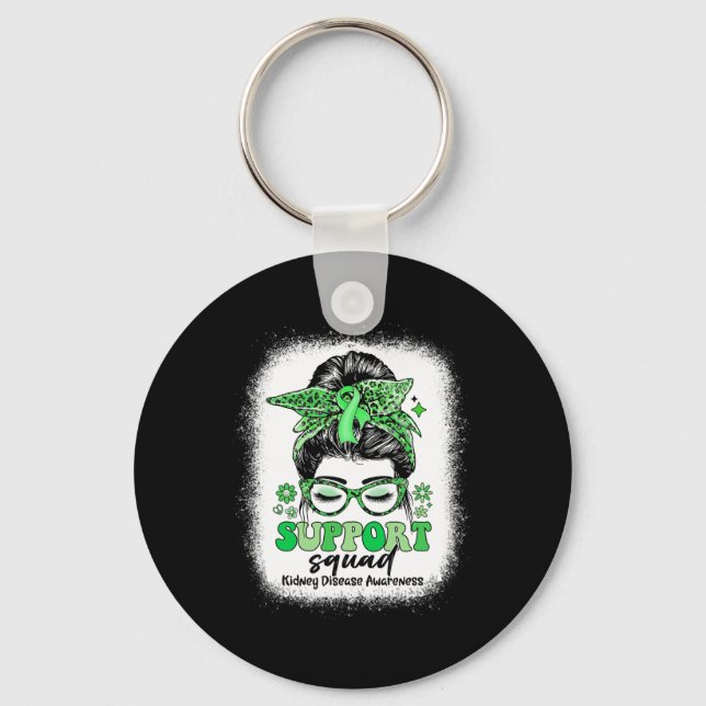 Groovy Support Squad Messy Bun Kidney Disease Nyckelring (Framsida)