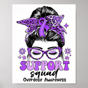 Groovy Support Squad Messy Bun Kvinnor Overdos Var Poster