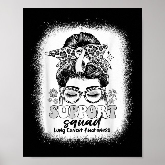 Groovy Support Squad Messy Bun Lung Cancer Awarene Poster (Framsidan)