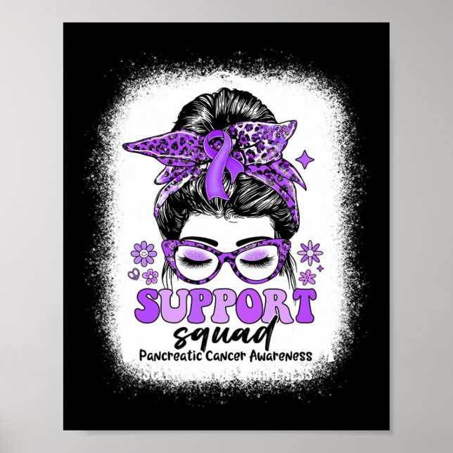 Groovy Support Squad Messy Bun Pancreatic Cancer Poster (Framsidan)