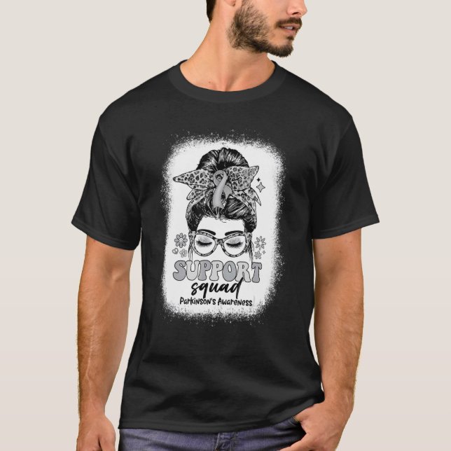 Groovy Support Squad Messy Bun Parkinsons Awarene T Shirt (Framsida)