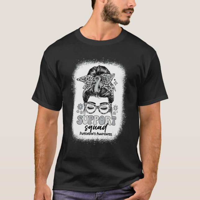 Groovy Support Squad Messy Bun Parkinson's Awarene T Shirt (Framsida)