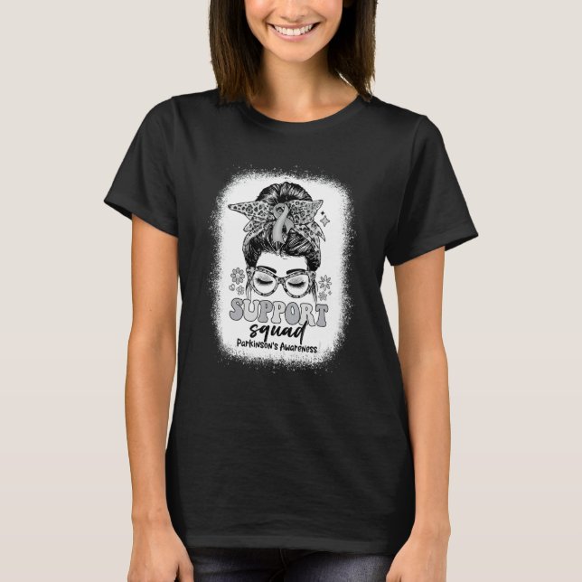 Groovy Support Squad Messy Bun Parkinson's Awarene T Shirt (Framsida)