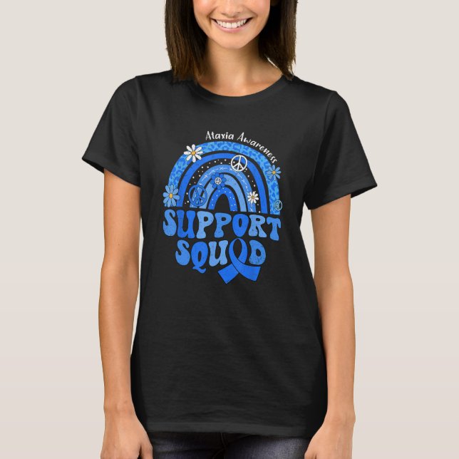 Groovy Support Squad Rainbow Leopard Ataxi Awaren T Shirt (Framsida)
