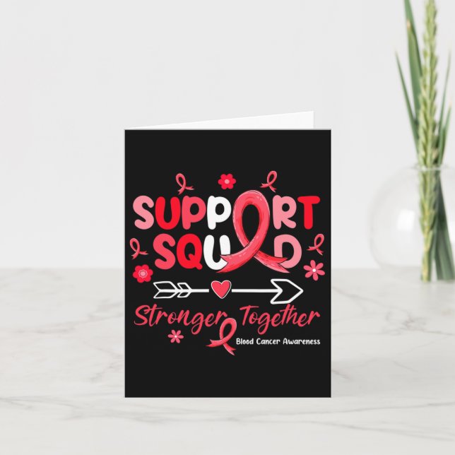 Groovy Support Squad Red Ribbon Blood Cancer Medve Kort (Framsida)