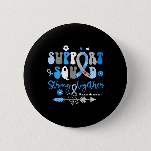 Groovy Support Squad Ribbon T1d Diabetes Awareness Knapp (Framsida)