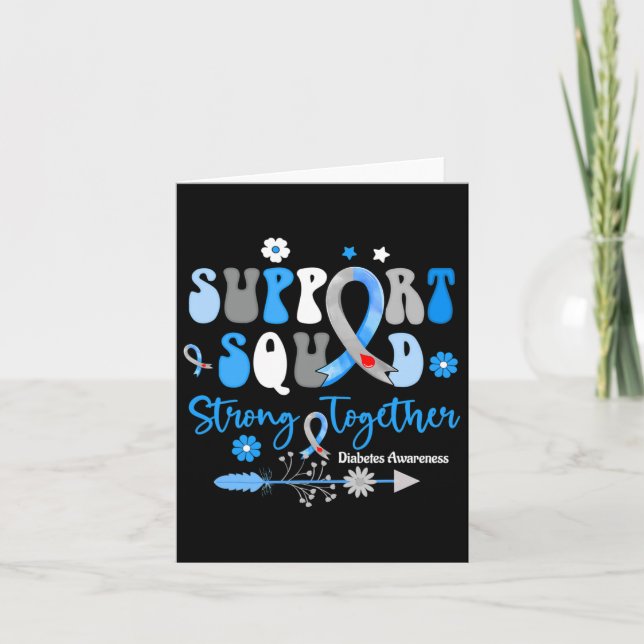 Groovy Support Squad Ribbon T1d Diabetes Awareness Kort (Framsida)