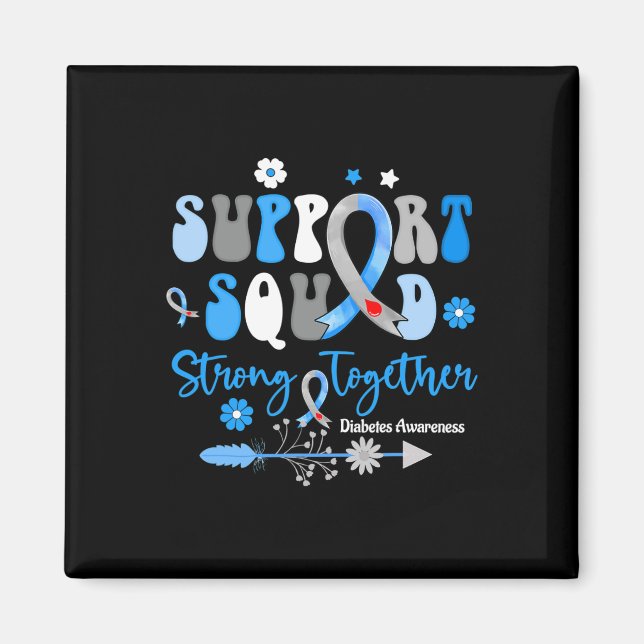 Groovy Support Squad Ribbon T1d Diabetes Awareness Magnet (Framsidan)