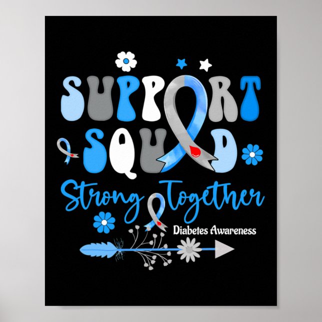 Groovy Support Squad Ribbon T1d Diabetes Awareness Poster (Framsidan)