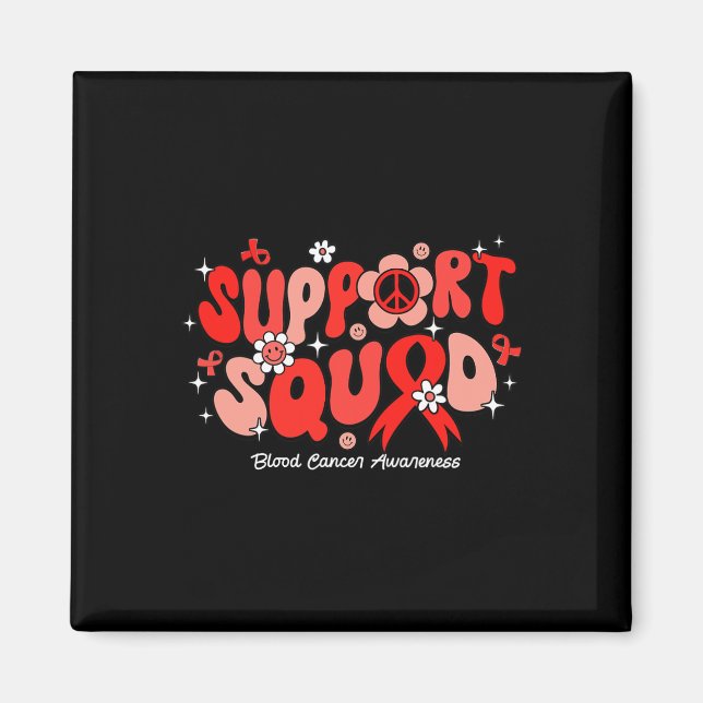 Groovy Support Squad Rött band Blodcancer Medveten Magnet (Framsidan)