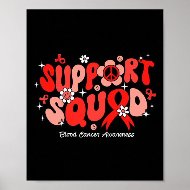 Groovy Support Squad Rött band blodcancer medveten Poster (Framsidan)