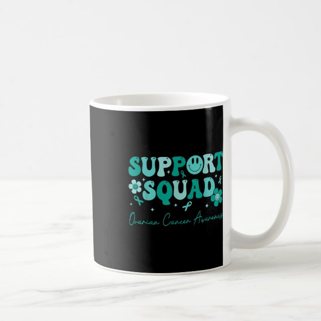 Groovy Support Squad Teal Ribbon Ovarian Cancer Aw Kaffemugg (Höger)