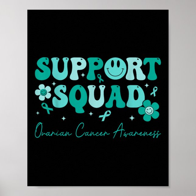 Groovy Support Squad Teal Ribbon Ovarian Cancer Aw Poster (Framsidan)
