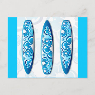 Groovy surfbräda med en blommig design vykort
