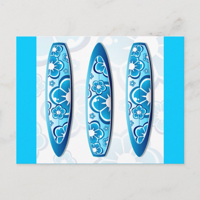Groovy surfbräda med en blommig design vykort (Framsida)