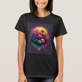 Groovy Svamp T-Shirt för Kvinnor i Svart