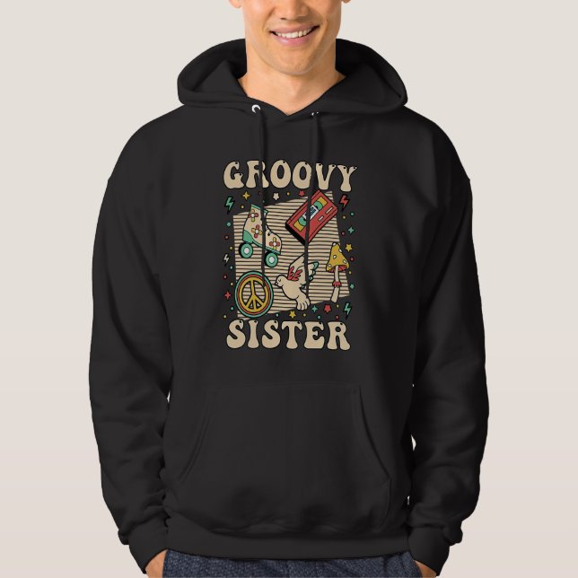 Groovy syster 70-tals estetik Nostalgi 1970-tal Re Hoodie (Framsida)