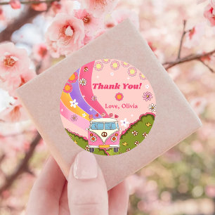 Groovy Tack Boho Blommigt Rainbow Runt Klistermärke