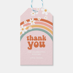 Groovy Tack daisy boho blommigt rainbow Favor F Presentetikett