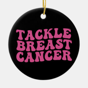 Groovy Tackle Bröstcancer Medvetenhet Julgransprydnad Keramik