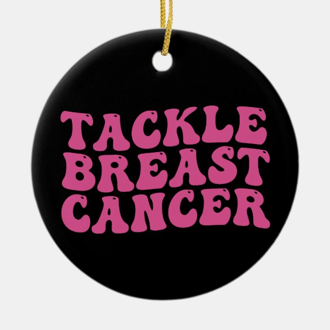 Groovy Tackle Bröstcancer Medvetenhet  Julgransprydnad Keramik (Framsidan)