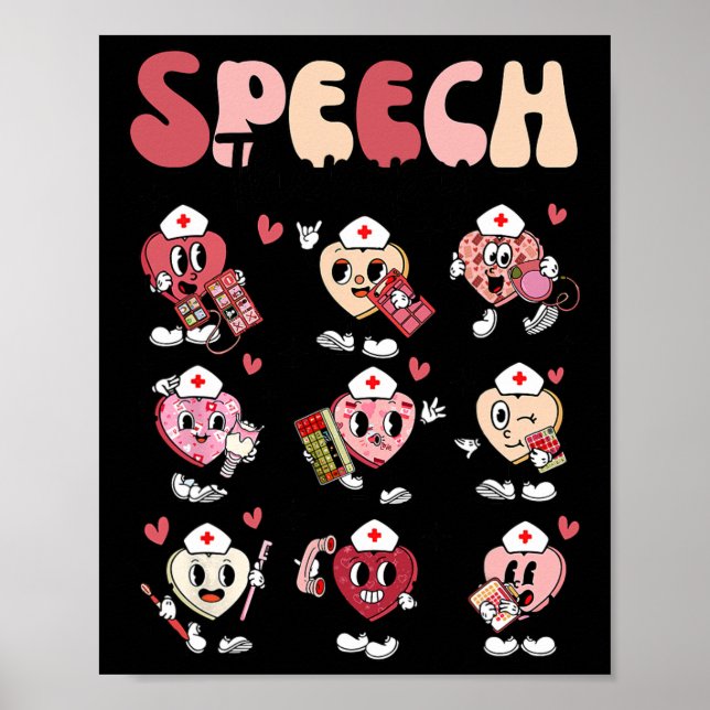 Groovy Tal Therapy Valentine Day Heart Slp Va Poster (Framsidan)