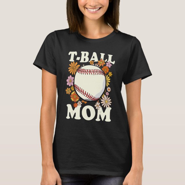 Groovy Tball och Baseball Mamma Women Baseball T Shirt (Framsida)