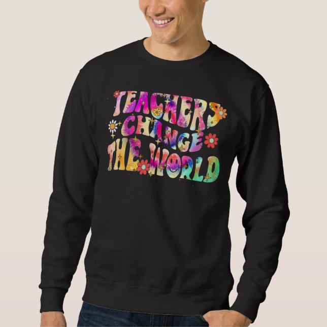 Groovy Teacher byter tillbaka din världslärare til Lång Ärmad Tröja (Framsida)