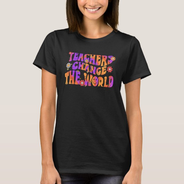 Groovy Teacher byter tillbaka din världslärare til T Shirt (Framsida)