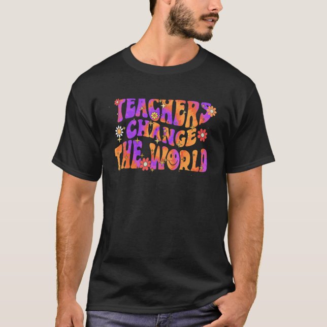 Groovy Teacher byter tillbaka din världslärare til T Shirt (Framsida)