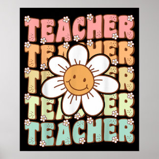 Groovy Teacher Cute Daisy Flower Back to school Poster