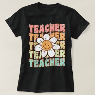 Groovy Teacher Cute Daisy Flower Back to school T Shirt