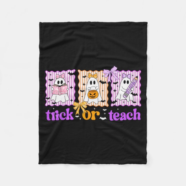 Groovy Teacher Halloween Trick Or Teach Ghost Men  Fleecefilt (Framsidan)