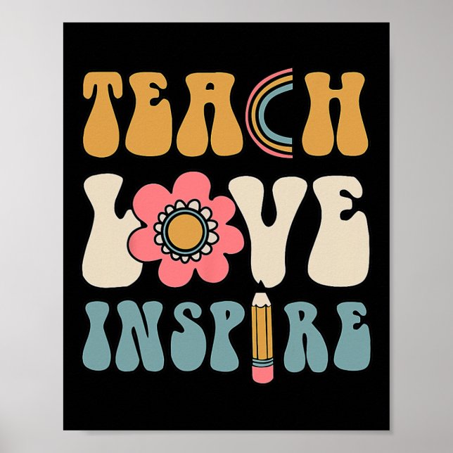 Groovy Teacher Inspirational Lycklig Back to schoo Poster (Framsidan)